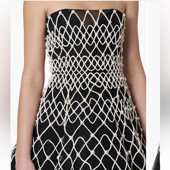 New Carolina Herrera Chalet Beaded & Embroidered Tulle Strapless Cocktail Dress - Picture 15 of 16